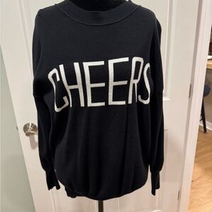 Hem & Thread Black 'Cheers' Crew Neck Sweater women’s small